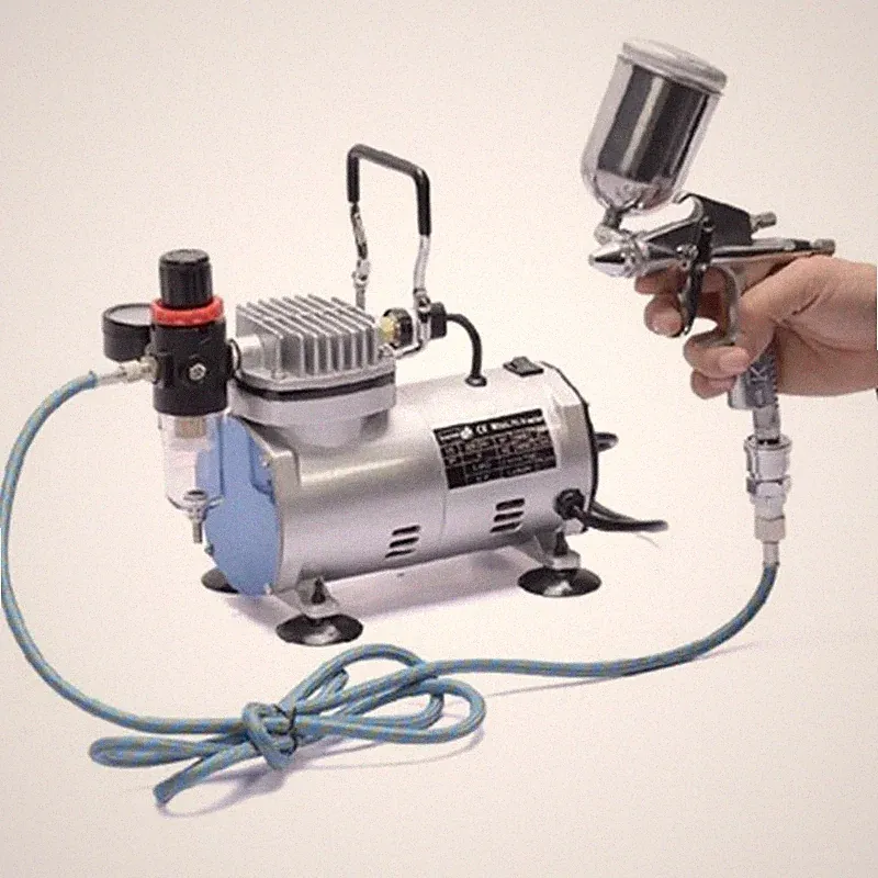 Mini Air Compressor Ultra-Quiet Oil-Free Spray Gun for Touch-Up Painting TC-20B